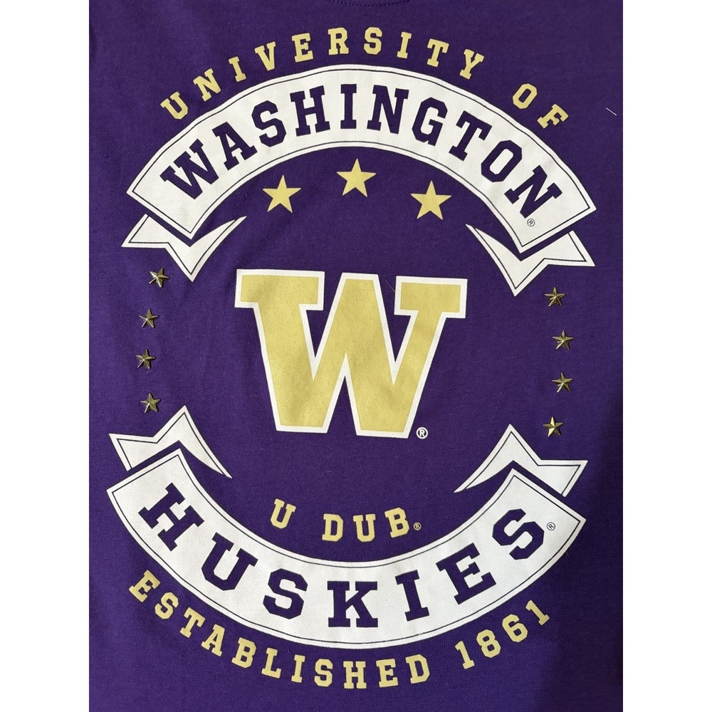 Women's University of Washington Huskies Purple 3/4 Sleeve Football Shirt Large - Picture 4 of 10